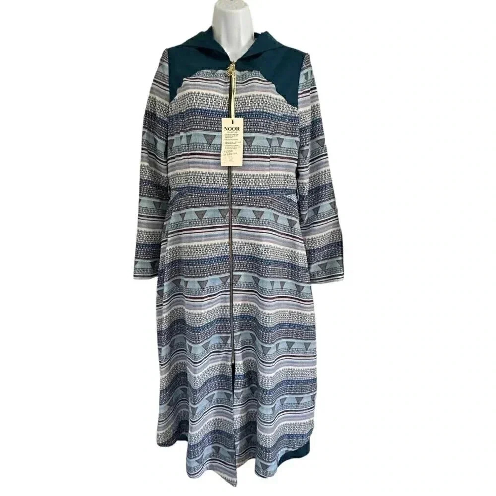 Noor Collection hooded kaftan dress jacket long sleeve women's size 9/10